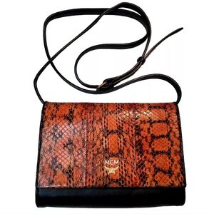Beautiful MCM Black & Orange Python Embossed Crossbody